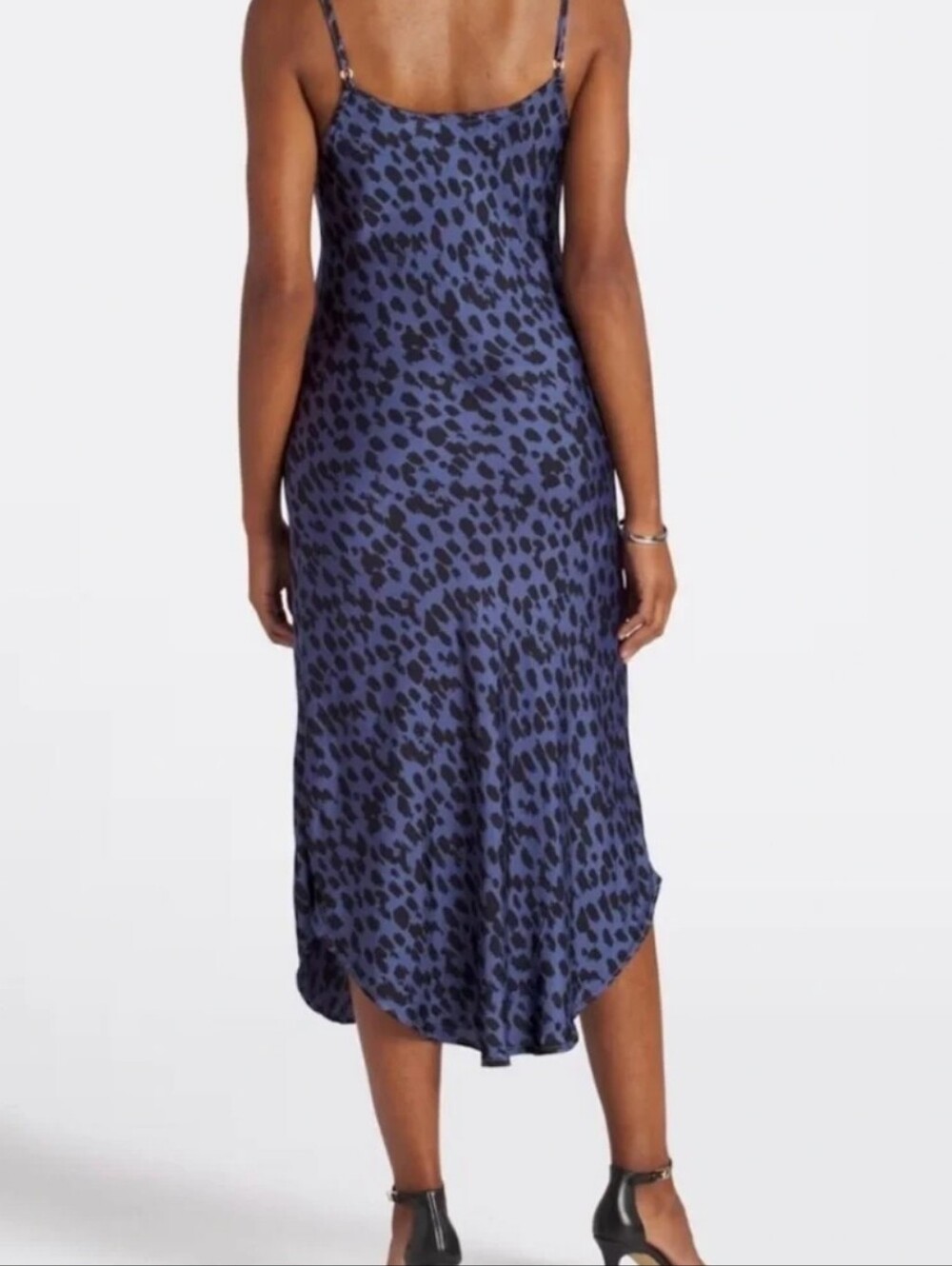 NWT Bella Dahl Bexley Bias Slip Midi Dress In Navy Leopard XL - Picture 4 of 9